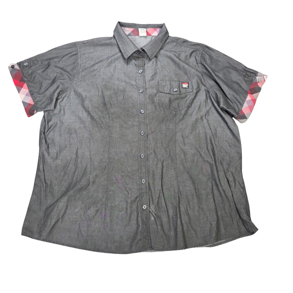 Pizza Hut Employee Uniform Shirt Women's Size 2XL Gray Short Sleeve Button Down